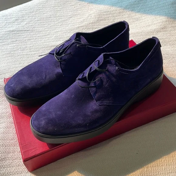 Deep blue Ferragamo suede shoes Ferragamo Blue Gancini Suede Loafers Salvatore Ferragamo main image 4